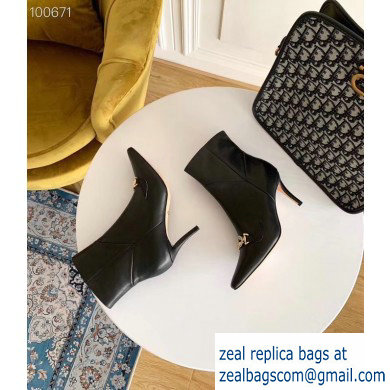 Gucci Heel 7.5cm Zumi Leather Mid-Heel Ankle Boots 605436 Black 2019 - Click Image to Close