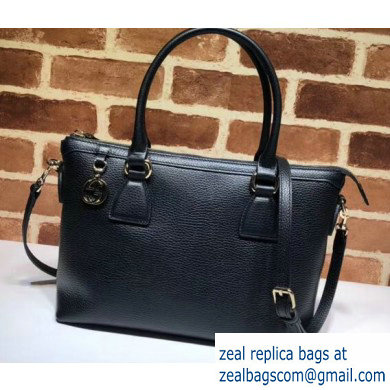 Gucci Interlocking G Charm Leather Tote Bag 449659 Black - Click Image to Close