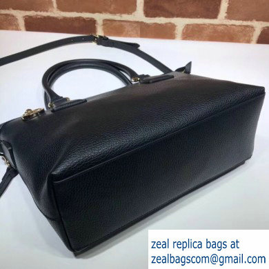 Gucci Interlocking G Charm Leather Tote Bag 449659 Black