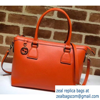 Gucci Interlocking G Charm Leather Tote Bag 449659 Orange - Click Image to Close