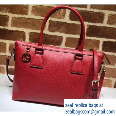 Gucci Interlocking G Charm Leather Tote Bag 449659 Red - Click Image to Close