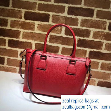 Gucci Interlocking G Charm Leather Tote Bag 449659 Red