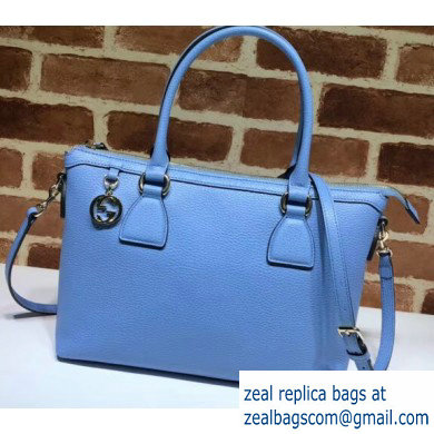 Gucci Interlocking G Charm Leather Tote Bag 449659 Sky Blue - Click Image to Close