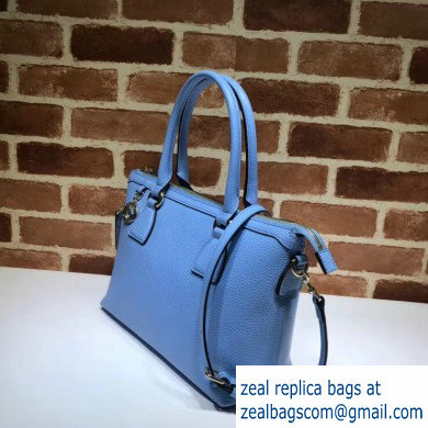 Gucci Interlocking G Charm Leather Tote Bag 449659 Sky Blue