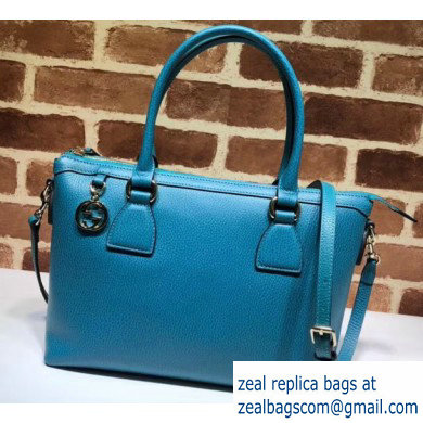 Gucci Interlocking G Charm Leather Tote Bag 449659 Turquoise - Click Image to Close