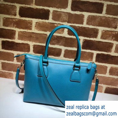 Gucci Interlocking G Charm Leather Tote Bag 449659 Turquoise