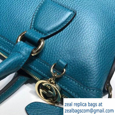 Gucci Interlocking G Charm Leather Tote Bag 449659 Turquoise