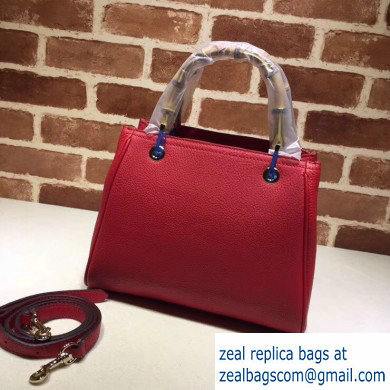 Gucci Leather Bamboo Shopper Small Shoulder Tote Bag 336032 Red - Click Image to Close
