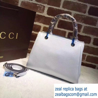 Gucci Leather Bamboo Shopper Small Shoulder Tote Bag 336032 White