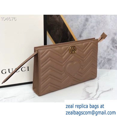 Gucci Leather GG Marmont Zip Pouch Clutch Bag 488450 Nude