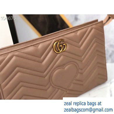 Gucci Leather GG Marmont Zip Pouch Clutch Bag 488450 Nude