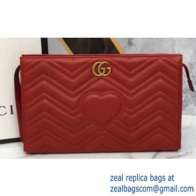 Gucci Leather GG Marmont Zip Pouch Clutch Bag 488450 Red - Click Image to Close