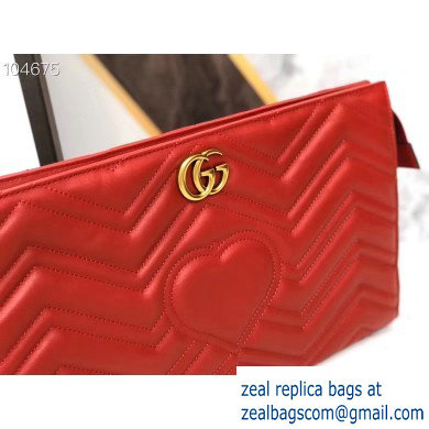 Gucci Leather GG Marmont Zip Pouch Clutch Bag 488450 Red