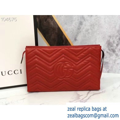 Gucci Leather GG Marmont Zip Pouch Clutch Bag 488450 Red - Click Image to Close