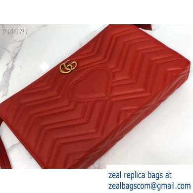 Gucci Leather GG Marmont Zip Pouch Clutch Bag 488450 Red