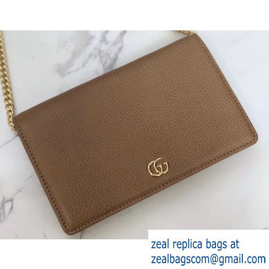 Gucci Leather Mini Chain Shoulder Bag 499782 Camel