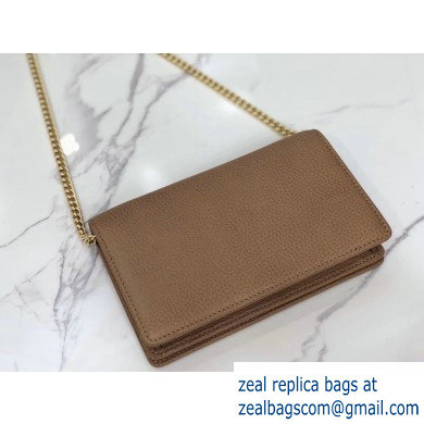 Gucci Leather Mini Chain Shoulder Bag 499782 Camel