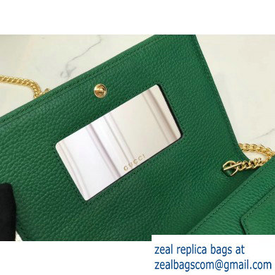 Gucci Leather Mini Chain Shoulder Bag 499782 Green