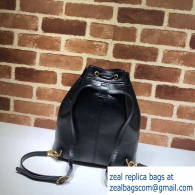 Gucci Leather Ophidia Medium Bucket Backpack Bag 550189 Black - Click Image to Close