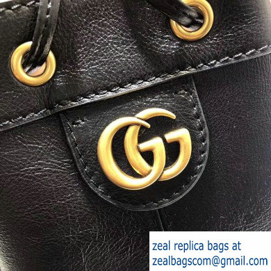 Gucci Leather Ophidia Medium Bucket Backpack Bag 550189 Black