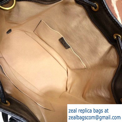Gucci Leather Ophidia Medium Bucket Backpack Bag 550189 Black