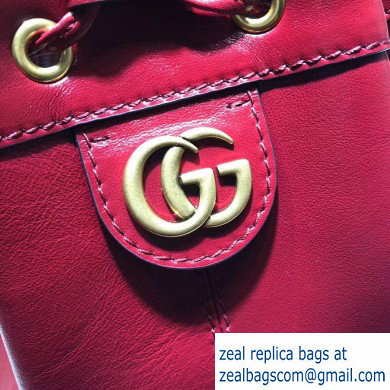 Gucci Leather Ophidia Medium Bucket Backpack Bag 550189 Red - Click Image to Close