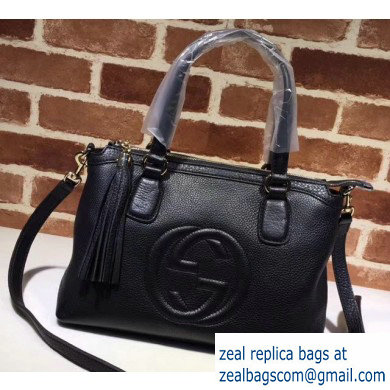 Gucci Leather Soho Top Handle Bag 308362 Black - Click Image to Close