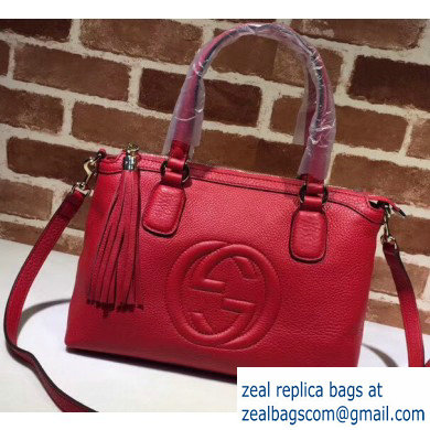 Gucci Leather Soho Top Handle Bag 308362 Red - Click Image to Close