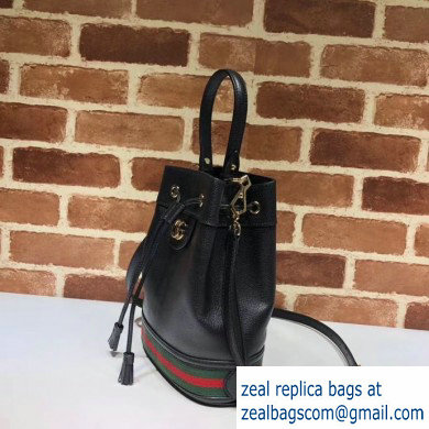 Gucci Leather Web Ophidia Small Bucket Bag 610846 Black - Click Image to Close