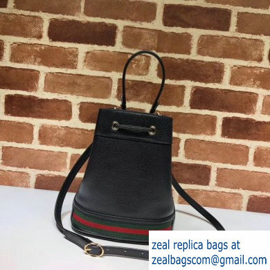 Gucci Leather Web Ophidia Small Bucket Bag 610846 Black