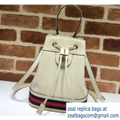 Gucci Leather Web Ophidia Small Bucket Bag 610846 White - Click Image to Close