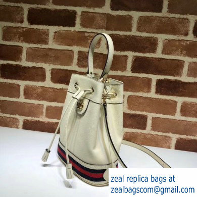Gucci Leather Web Ophidia Small Bucket Bag 610846 White