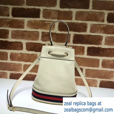 Gucci Leather Web Ophidia Small Bucket Bag 610846 White