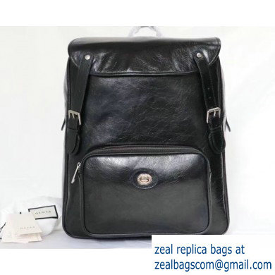 Gucci Medium Soft Leather Backpack Bag 575823 Black
