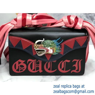 Gucci Naga Dragon Leather Shoulder Bag 466404 Black - Click Image to Close