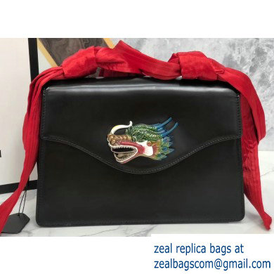 Gucci Naga Dragon Leather Shoulder Bag 466405 Black - Click Image to Close