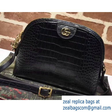 Gucci Ophidia Crocodile Pattern Small Shoulder Bag 499621 Black - Click Image to Close