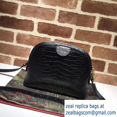 Gucci Ophidia Crocodile Pattern Small Shoulder Bag 499621 Black - Click Image to Close