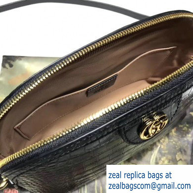 Gucci Ophidia Crocodile Pattern Small Shoulder Bag 499621 Black - Click Image to Close
