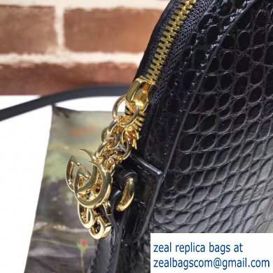 Gucci Ophidia Crocodile Pattern Small Shoulder Bag 499621 Black