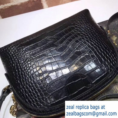Gucci Ophidia Crocodile Pattern Small Shoulder Bag 499621 Black