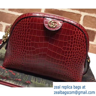 Gucci Ophidia Crocodile Pattern Small Shoulder Bag 499621 Red - Click Image to Close