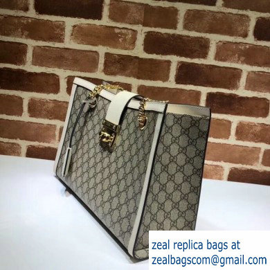 Gucci Padlock GG Canvas Medium Shoulder Bag 479197 White - Click Image to Close