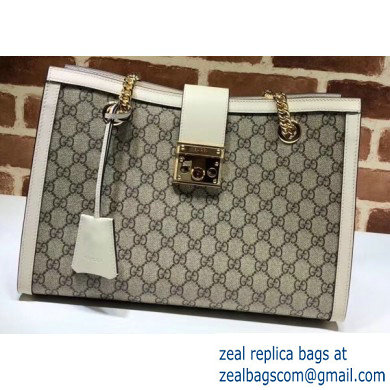 Gucci Padlock GG Canvas Medium Shoulder Bag 479197 White - Click Image to Close