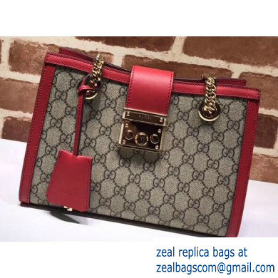 Gucci Padlock GG Canvas Small Shoulder Bag 498156 Red - Click Image to Close