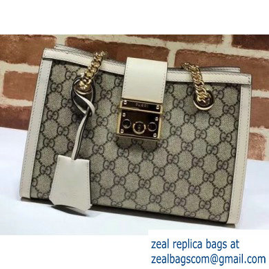 Gucci Padlock GG Canvas Small Shoulder Bag 498156 White - Click Image to Close