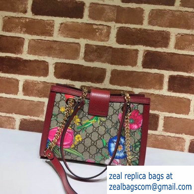 Gucci Padlock GG Flora Print Small Shoulder Bag 498156 Red
