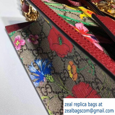 Gucci Padlock GG Flora Print Small Shoulder Bag 498156 Red