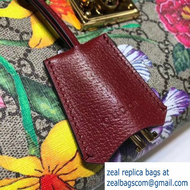 Gucci Padlock GG Flora Print Small Shoulder Bag 498156 Red