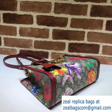 Gucci Padlock GG Flora Print Small Shoulder Bag 498156 Red